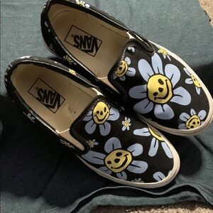 Vans Black and Blue Smiley Sneakers